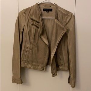Blanc Noir beige am distressed moto jacket